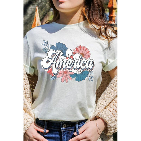 Floral America Graphic T Shirts