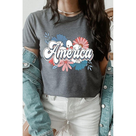 Floral America Graphic T Shirts