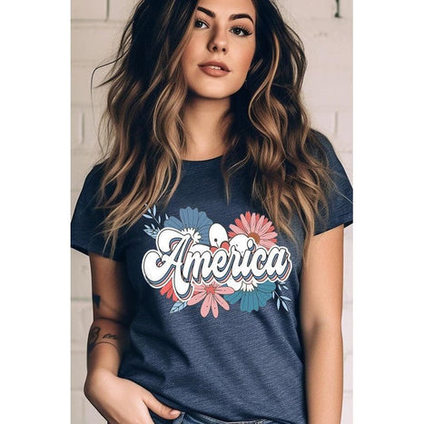 Floral America Graphic T Shirts