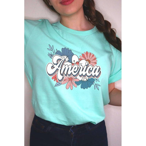 Floral America Graphic T Shirts