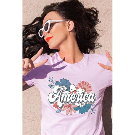 Floral America Graphic T Shirts