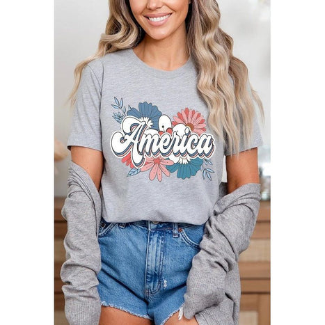 Floral America Graphic T Shirts