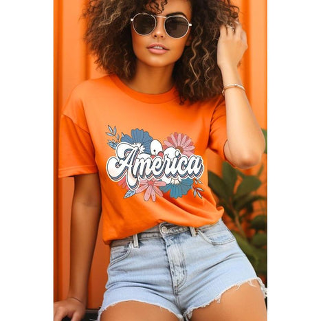 Floral America Graphic T Shirts