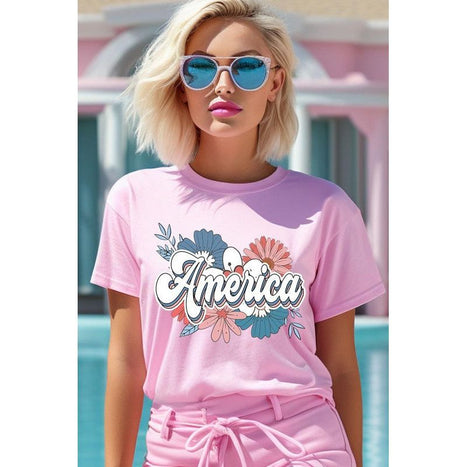 Floral America Graphic T Shirts