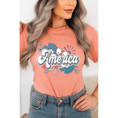 Floral America Graphic T Shirts