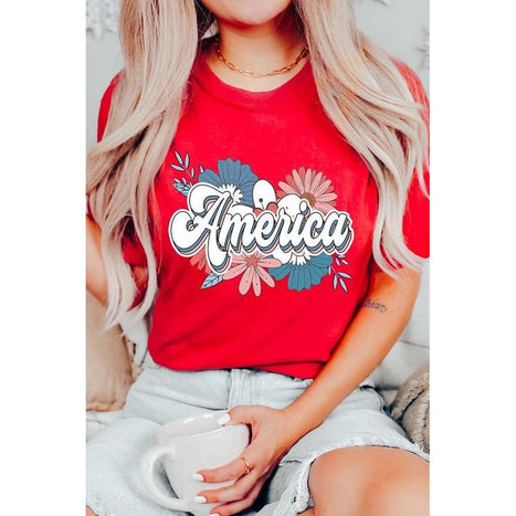 Floral America Graphic T Shirts