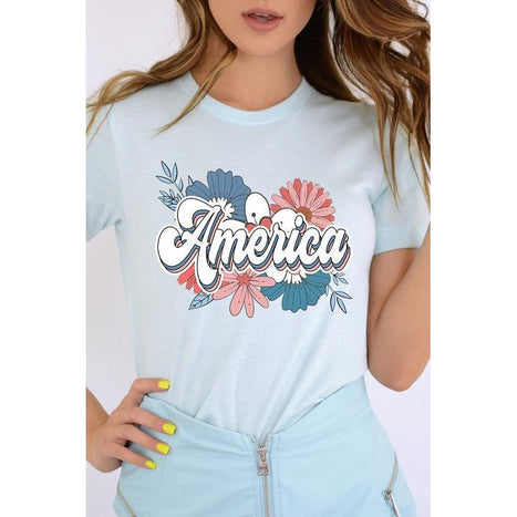 Floral America Graphic T Shirts