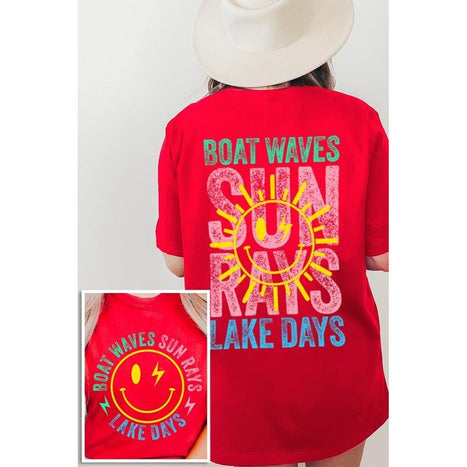 Boat Waves Sun Rays Lake Days Graphic T Shirts