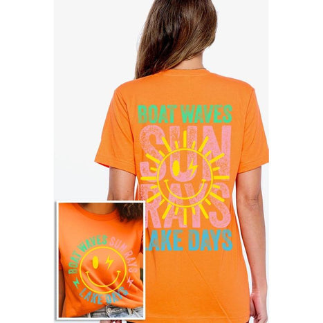 Boat Waves Sun Rays Lake Days Graphic T Shirts