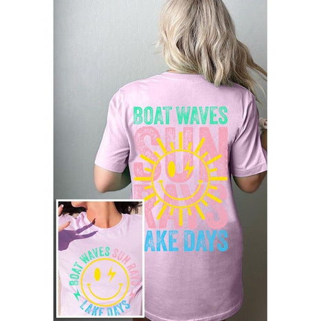 Boat Waves Sun Rays Lake Days Graphic T Shirts