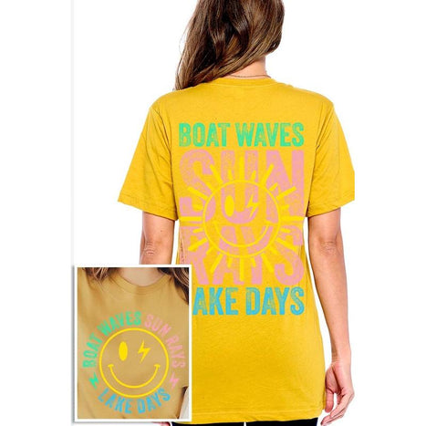 Boat Waves Sun Rays Lake Days Graphic T Shirts