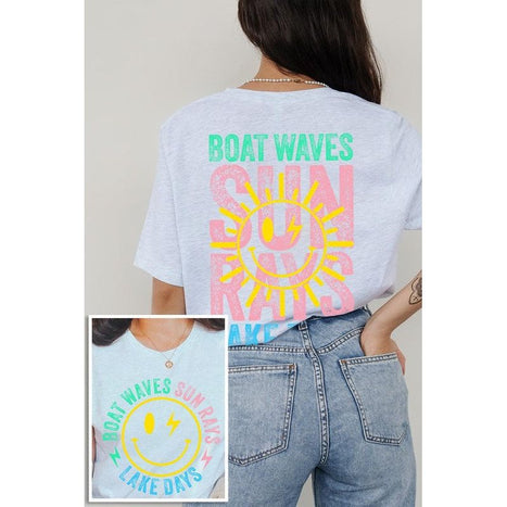 Boat Waves Sun Rays Lake Days Graphic T Shirts