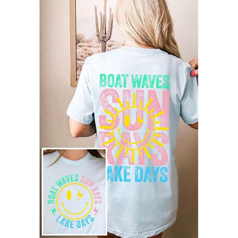 Boat Waves Sun Rays Lake Days Graphic T Shirts