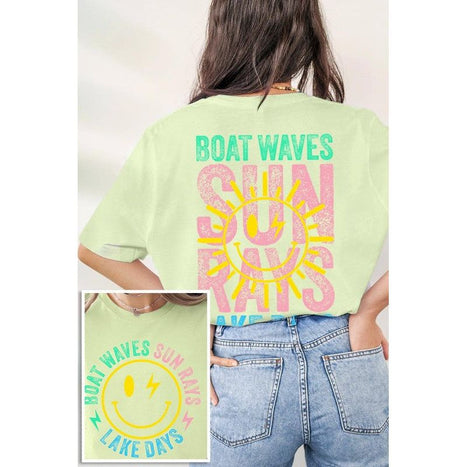 Boat Waves Sun Rays Lake Days Graphic T Shirts