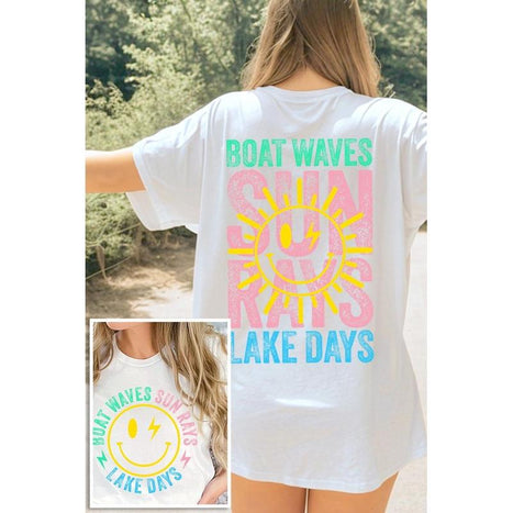 Boat Waves Sun Rays Lake Days Graphic T Shirts