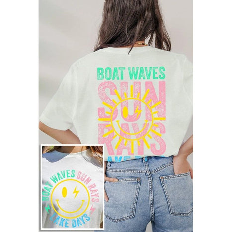 Boat Waves Sun Rays Lake Days Graphic T Shirts