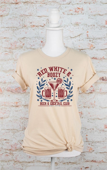 Red White and Boozy Beer Cocktail Graphic Tee