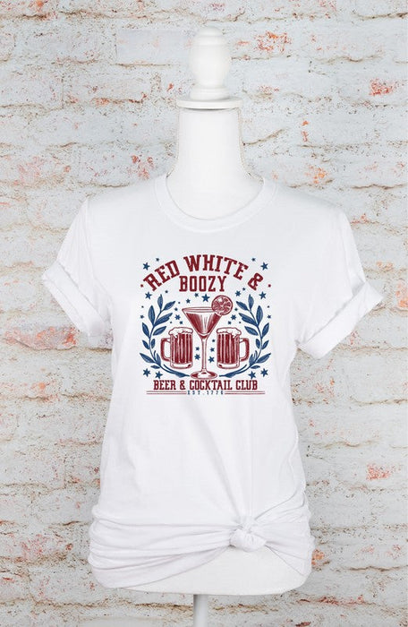 Red White and Boozy Beer Cocktail Graphic Tee