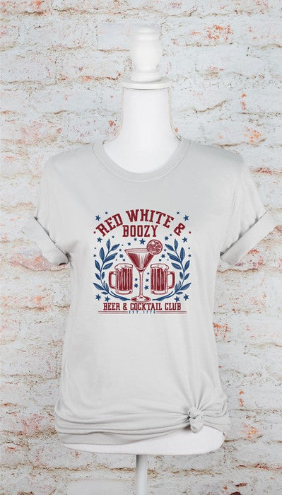 Red White and Boozy Beer Cocktail Graphic Tee