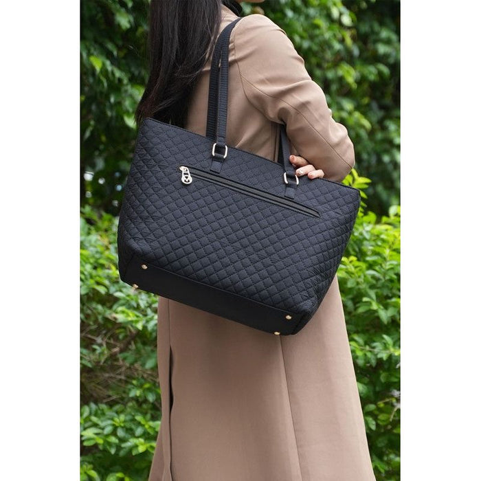 MKF Collection Solid Quilted Cotton Tote Bag