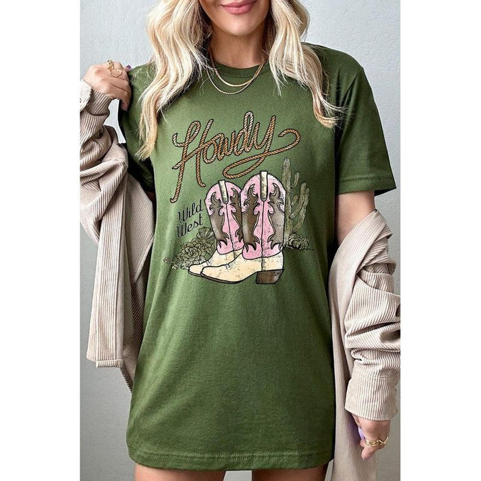 Howdy Cowgirl Boots Graphic T Shirts