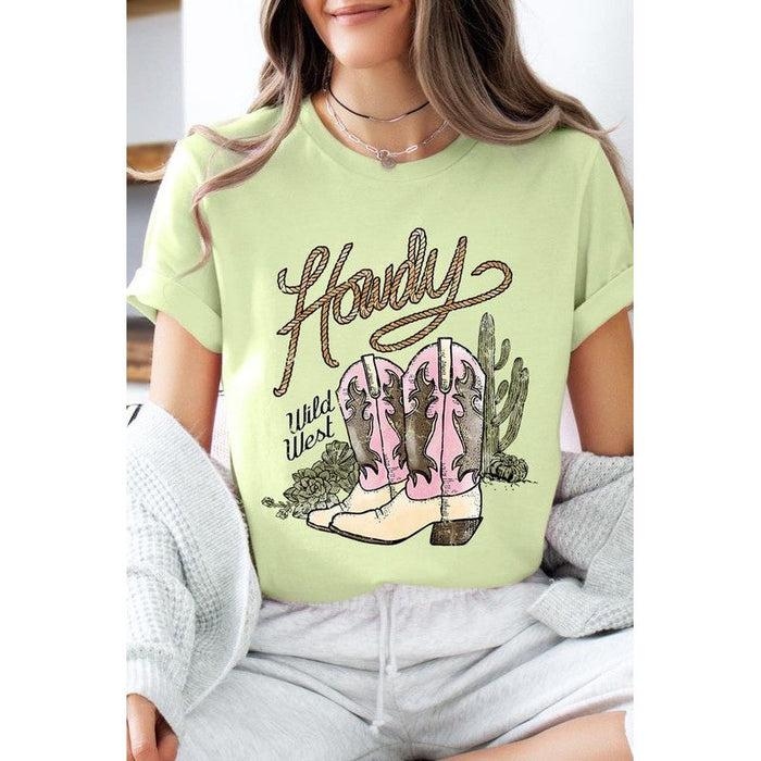 Howdy Cowgirl Boots Graphic T Shirts