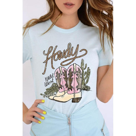 Howdy Cowgirl Boots Graphic T Shirts