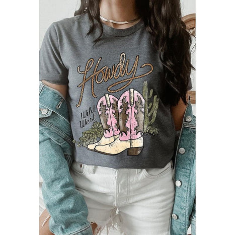 Howdy Cowgirl Boots Graphic T Shirts