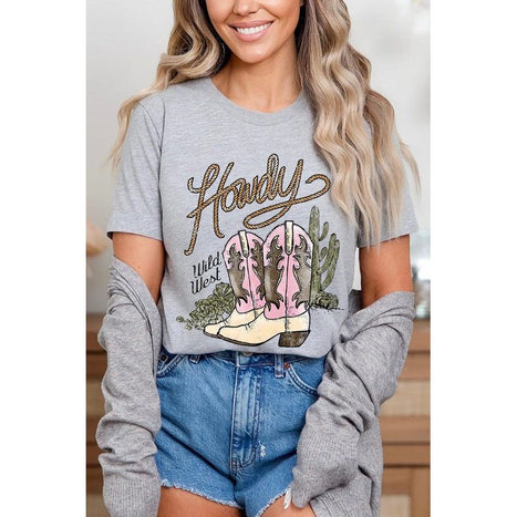 Howdy Cowgirl Boots Graphic T Shirts