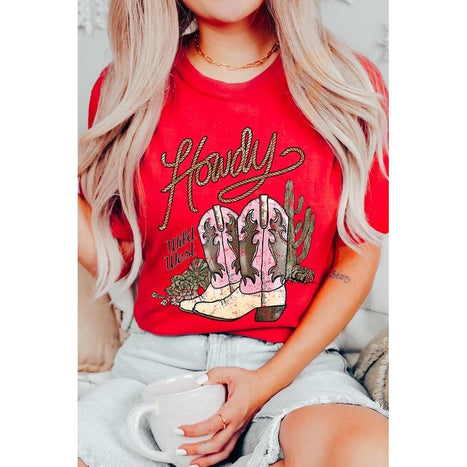 Howdy Cowgirl Boots Graphic T Shirts