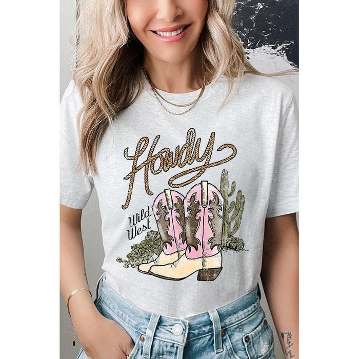 Howdy Cowgirl Boots Graphic T Shirts