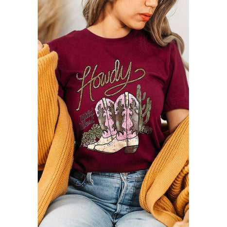 Howdy Cowgirl Boots Graphic T Shirts