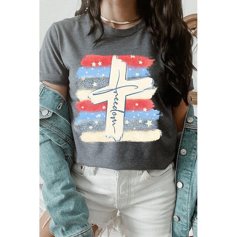 Freedom Cross 4th of July Graphic T Shirts