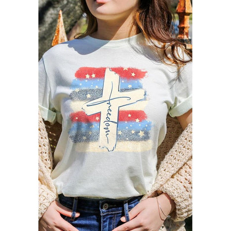 Freedom Cross 4th of July Graphic T Shirts