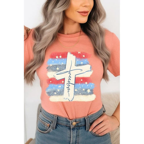 Freedom Cross 4th of July Graphic T Shirts