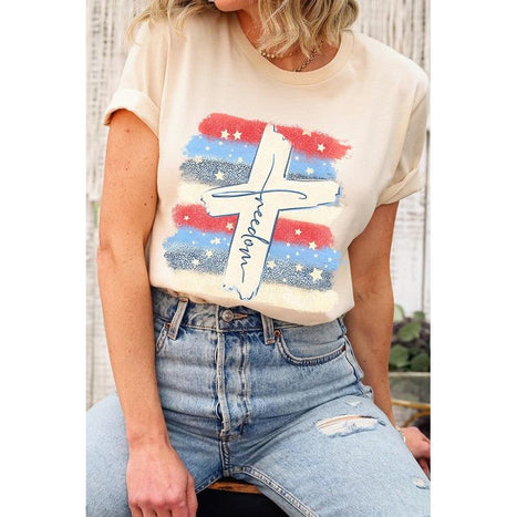 Freedom Cross 4th of July Graphic T Shirts