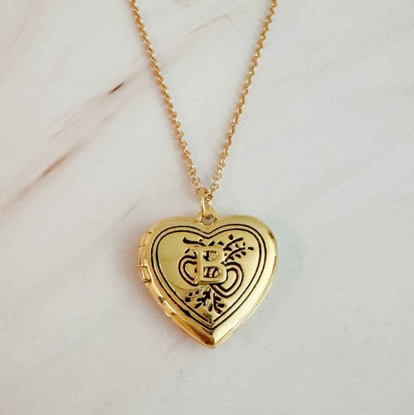 Nostalgic Heart Initial Open Locket Necklace