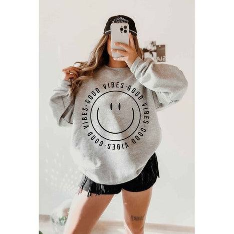 Good Vibes Happy Smiles Graphic Sweatshirt