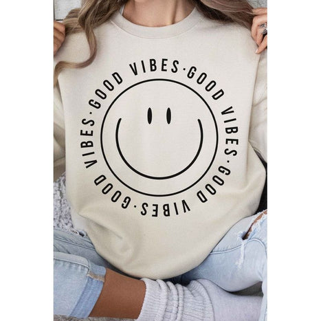 Good Vibes Happy Smiles Graphic Sweatshirt