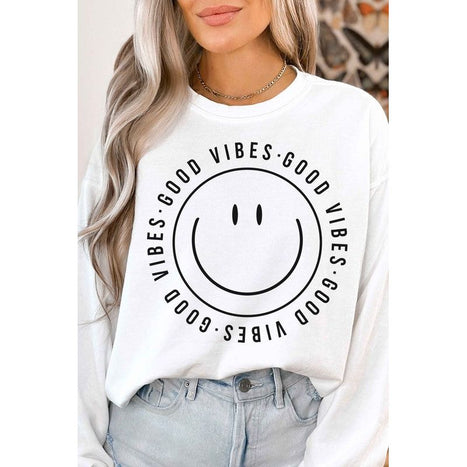 Good Vibes Happy Smiles Graphic Sweatshirt