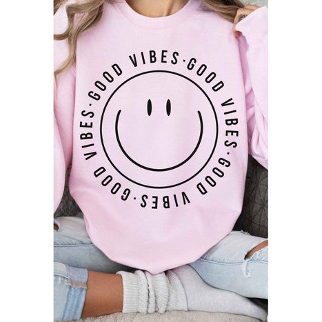 Good Vibes Happy Smiles Graphic Sweatshirt