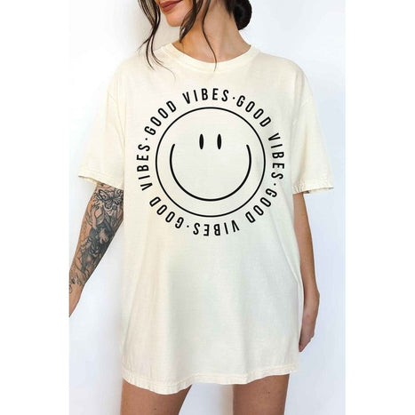 Good Vibes Happy Smiles Oversized Tee