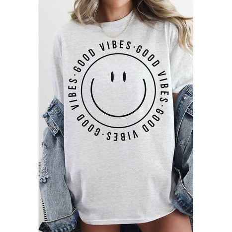 Good Vibes Happy Smiles Oversized Tee