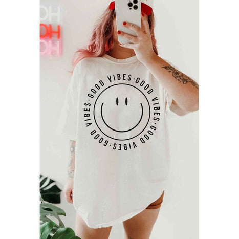 Good Vibes Happy Smiles Oversized Tee