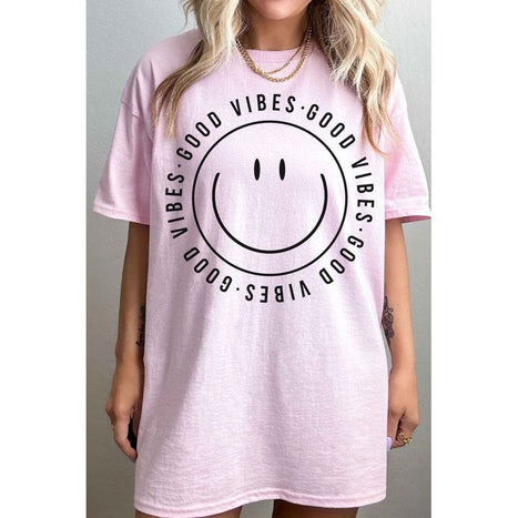 Good Vibes Happy Smiles Oversized Tee