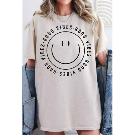 Good Vibes Happy Smiles Oversized Tee