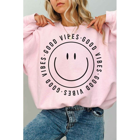 Good Vibes Happy Smiles Oversized Sweatshirt