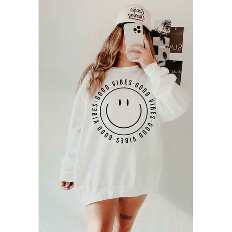 Good Vibes Happy Smiles Oversized Sweatshirt