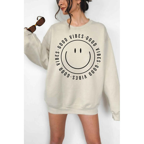 Good Vibes Happy Smiles Oversized Sweatshirt