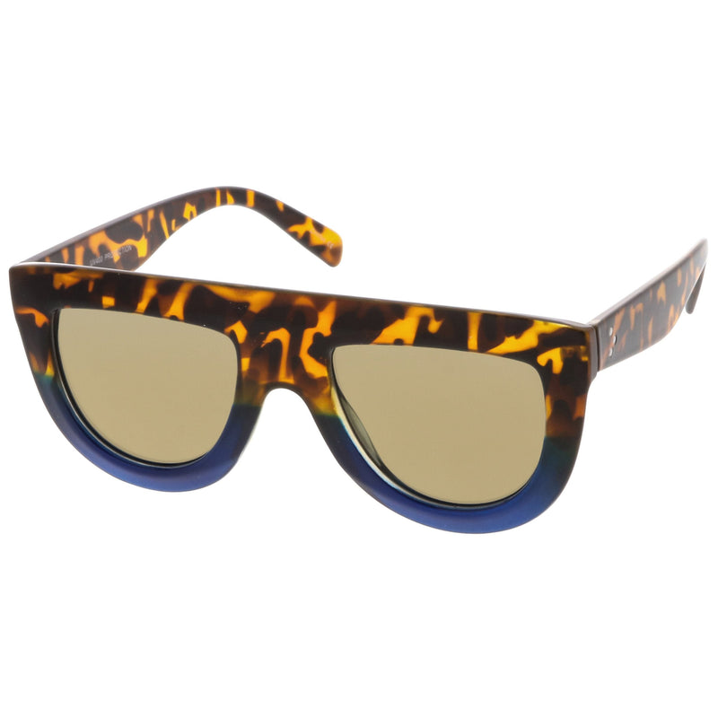 zeroUV Oversize Retro Modern Flat Top Mirrored Lens Sunglasses C275 Sunglasses